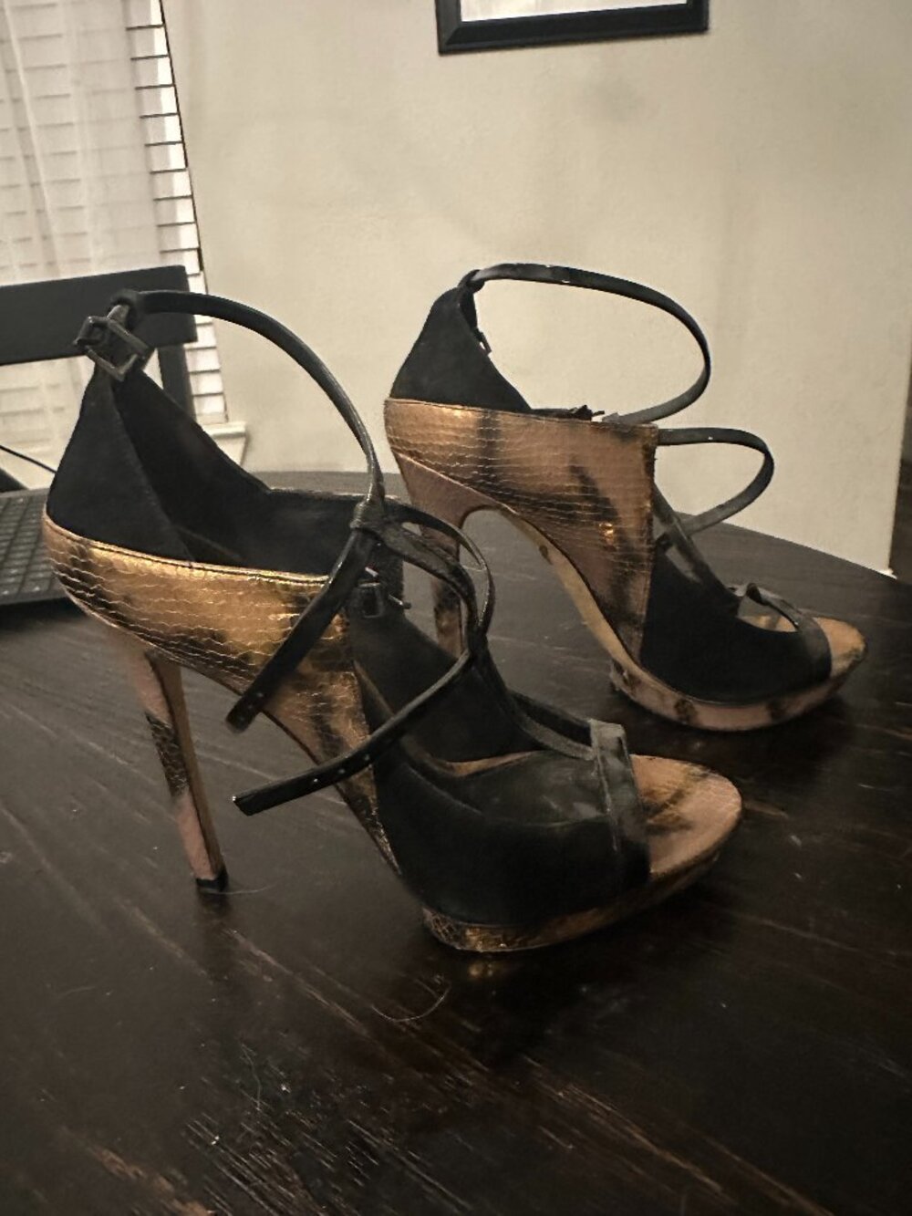 Platform Brian Atwood Strappy Heels, Size 7.5